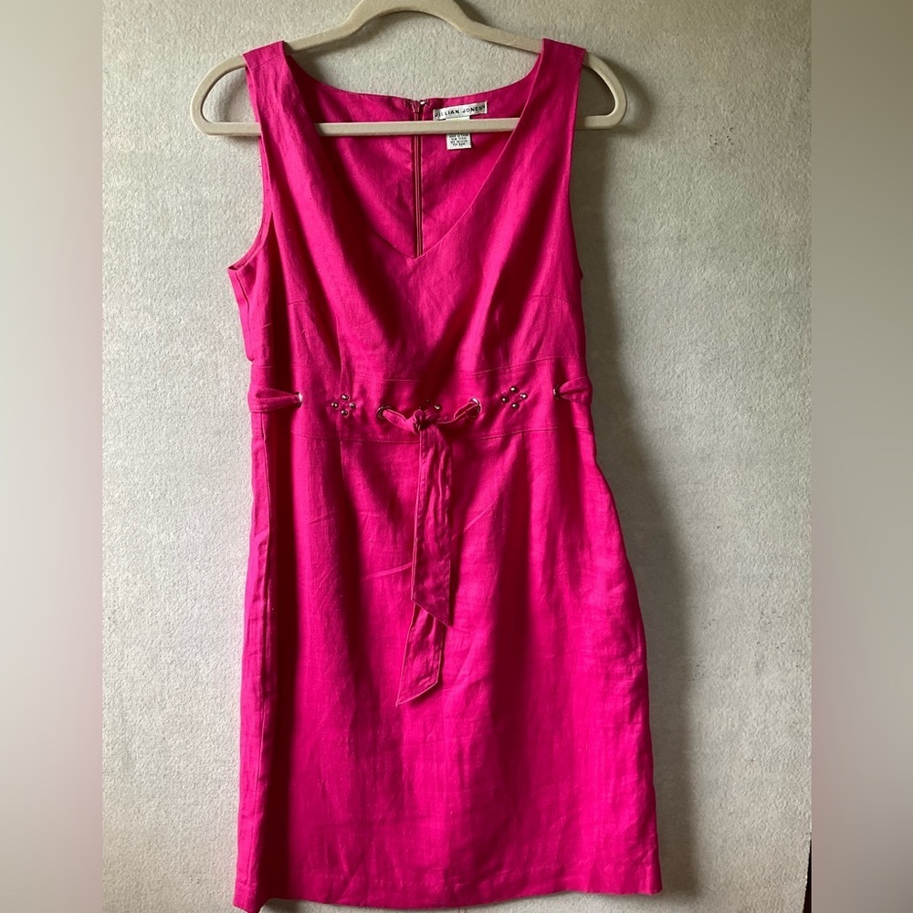 Pink Sleeveless Scoop Neck Sheath Midi Dress